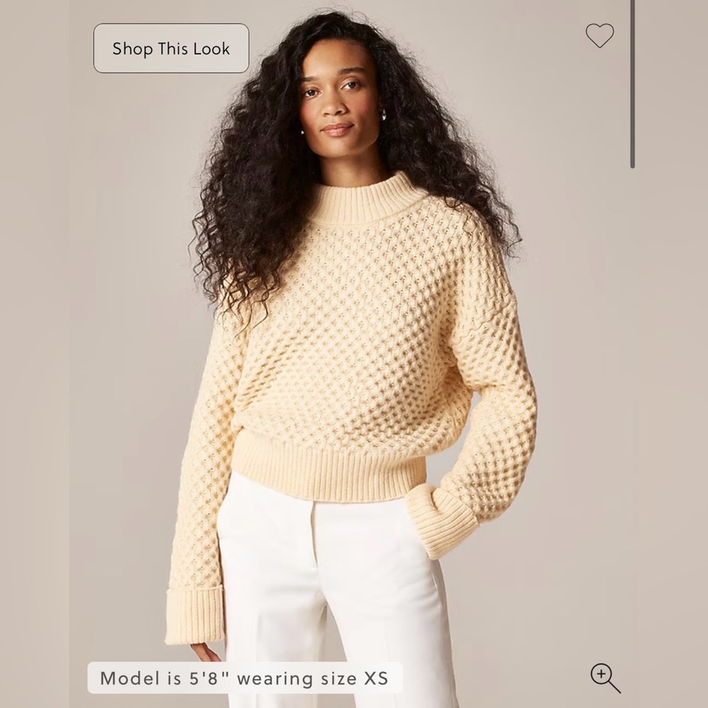 JCrew Honeycomb mock neck sweater in wool bled